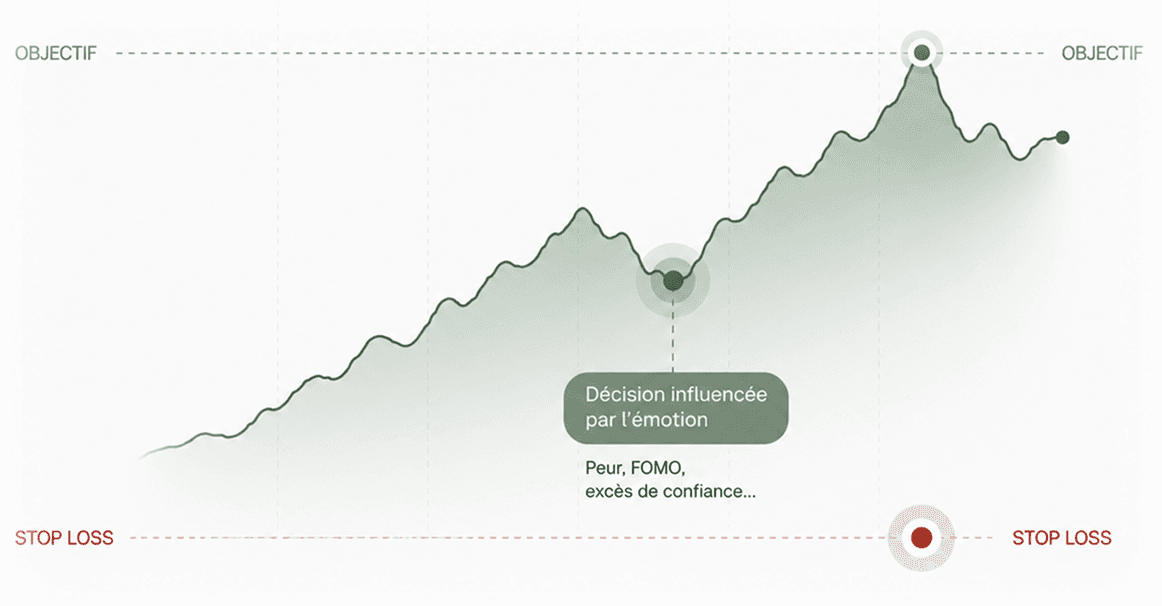 Graphique illustrant l'influence des émotions sur les décisions d'investissement